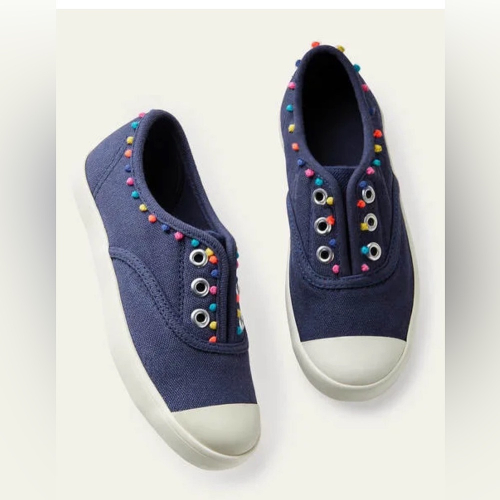 NEW Mini Boden Girls Laceless Canvas Slip on Sneakers, Navy, Sz US 3 SOLD OUT